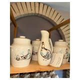 Extensive Red Wing Bob White Stoneware Dinnerware Collection with Bird Motif