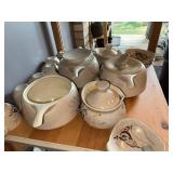 Extensive Red Wing Bob White Stoneware Dinnerware Collection with Bird Motif