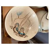 Extensive Red Wing Bob White Stoneware Dinnerware Collection with Bird Motif