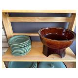 Large Collection of Red Wing Pottery "Village Green" Stoneware Dinnerware Set with Mugs, Plates, Serving Pieces and Bowls