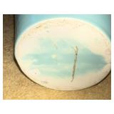 Tall Celadon Art Pottery Vase with Embossed Floral Design