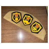 Soviet Russian Army Pilotka Cap with Military Insignia Patches