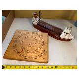 Cribbage Game Set with Edmund Fitzgerald Ship Board and Classic Peg Board