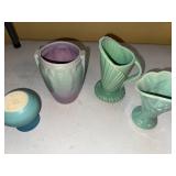 Collection of 4 Vintage USA Pottery Vases and Pitcher