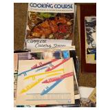 Vintage Ephemera and Book Collection with Newspapers and Cookbooks