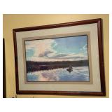 Framed Print by H. Thompson 1988 - Rowboat on Lake 49x37