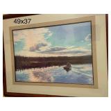 Framed Print by H. Thompson 1988 - Rowboat on Lake 49x37