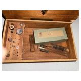 Vintage Electric Engraving Tool Kit with Wooden Case and Accessories