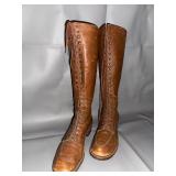 Vintage Endicott Johnson Tall Brown Leather Lace-Up Boots