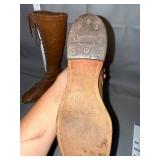 Vintage Endicott Johnson Tall Brown Leather Lace-Up Boots