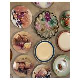 Collection of 14 Decorative Plates Hand-Painted and Porcelain Mix