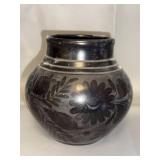 1999 Black Pottery Vase by Teresita Medel Lucero Santa Clara Pueblo