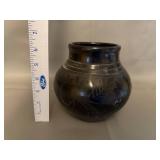 1999 Black Pottery Vase by Teresita Medel Lucero Santa Clara Pueblo