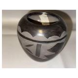 Signed Santa Clara Blackware Pottery Vase by Hova & Gladis Naranjo