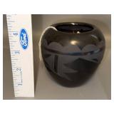 Signed Santa Clara Blackware Pottery Vase by Hova & Gladis Naranjo