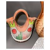 Collection of 4 Native American-Style Pottery Vases with Etched and Painted Designs