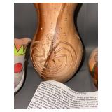 Collection of 4 Native American-Style Pottery Vases with Etched and Painted Designs