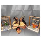Collection of Native American Dolls and Handcrafted Weaving Figures