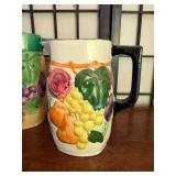 Set of 3 Vintage Hand-Painted Ceramic Pitchers