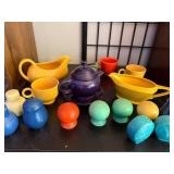 Fiesta Mix Color Tableware Collection - Creamers, Teapot, Cups, Salt and Pepper Shakers