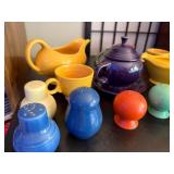 Fiesta Mix Color Tableware Collection - Creamers, Teapot, Cups, Salt and Pepper Shakers