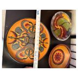 Set of 3 Hand-Painted Wooden Folk Art Bowls