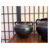 Collection of 4 Black Art Pottery Vessels and Vases, Including Red Wing and Modern Glass