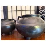 Collection of 4 Black Art Pottery Vessels and Vases, Including Red Wing and Modern Glass