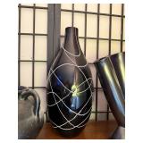 Collection of 4 Black Art Pottery Vessels and Vases, Including Red Wing and Modern Glass