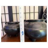 Collection of 4 Black Art Pottery Vessels and Vases, Including Red Wing and Modern Glass