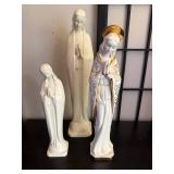 Set of 3 Vintage Porcelain Virgin Mary Figurines Germany Japan