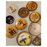 Collection of 10 Hand-Painted Scandinavian Folk Art Wall Plaques and Plates