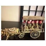 Asian Decor Set with Painted Baoding Balls, Ox Cart, and Boat Figurine