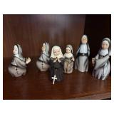 Set of 6 Lefton Exclusive Nun Figurines with Rosaries