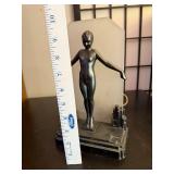Art Deco Nude Figural Table Lamp with Frosted Glass Panel