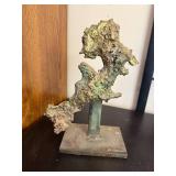 Signed Abstract Metal Sculpture on Stand by L. Lucas
