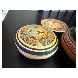 Set of 4 Greek Ceramic Decorative Plates and Trinket Boxes with Classical Motifs