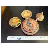 Set of 4 Greek Ceramic Decorative Plates and Trinket Boxes with Classical Motifs
