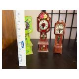 Set of 3 Vintage Wooden Miniature Grandfather Clocks Germany