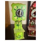 Set of 3 Vintage Wooden Miniature Grandfather Clocks Germany