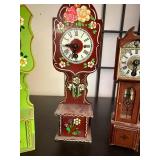 Set of 3 Vintage Wooden Miniature Grandfather Clocks Germany