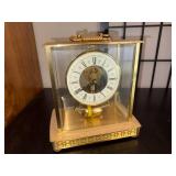 Vintage Glass and Brass Mantel Clock with Exposed Mechanism