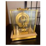 Vintage Glass and Brass Mantel Clock with Exposed Mechanism