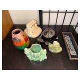 Collection of 6 Southwest Decor Items Including Pottery, Figurines, and Framed Art