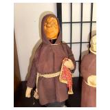 Pair of Vintage Monk Figurines with Brown Robes