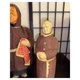 Pair of Vintage Monk Figurines with Brown Robes