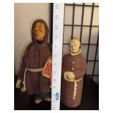 Pair of Vintage Monk Figurines with Brown Robes