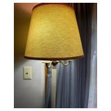 Vintage Standing Floor Lamp with Fabric Shade and Decorative Base