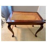 Vintage Wooden Bench with Cane Top, 24x14x18 Inches