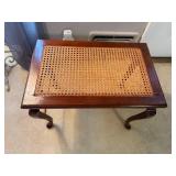 Vintage Wooden Bench with Cane Top, 24x14x18 Inches
